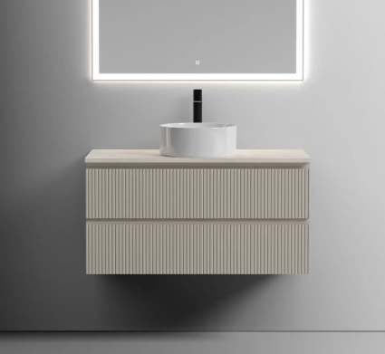 Тумба с раковиной Sancos Snob T 100 см, beige soft, столешница бежевая, раковина CN6032, подвесная, матовая
