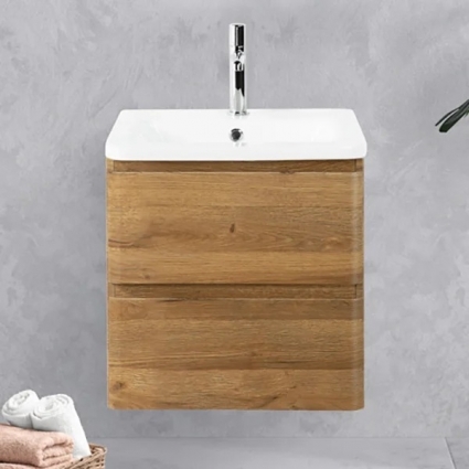 Тумба с раковиной BelBagno Albano-Cer 50 подвесная, rovere rustico, глянцевая, с ящиками