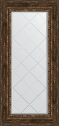Зеркало Evoform Exclusive-G BY 4086, 62x132 состаренное дерево с орнаментом, в багетной раме, с гравировкой в стиле ретро