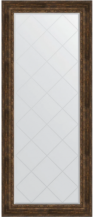 Зеркало напольное Evoform Exclusive-G Floor BY 6340 87x207 состаренное дерево с орнаментом, с фацетом, в багетной раме в стиле ретро