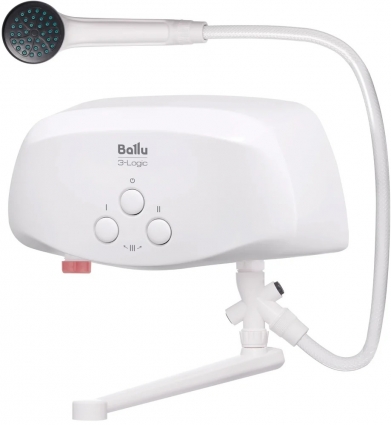 Проточный водонагреватель Ballu 3-logic 3-logic TS (5,5 kW) кран и душ, 5.5 кВт, погружной ТЭН, белый