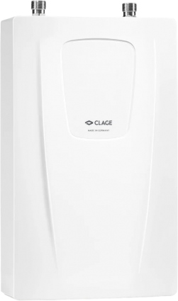 Проточный водонагреватель Clage E-compact CDX 7-U 6.9 кВт, спиральный теплообменник, белый