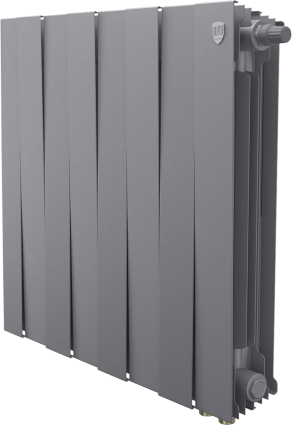 Радиатор биметаллический Royal Thermo Piano Forte 500 VDR80 8 секций, межосевое расстояние 8 см, silver satin, на площадь 17 кв.м., серый