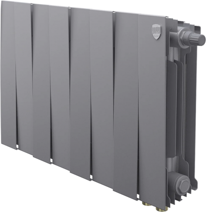 Радиатор биметаллический Royal Thermo Piano Forte 300 VDR80 8 секций, межосевое расстояние 8 см, silver satin, на площадь 10 кв.м., серый