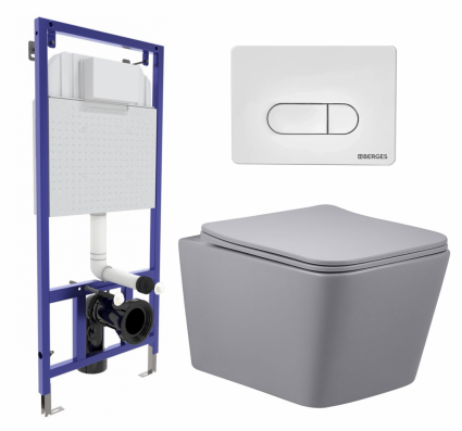 Комплект 3 в 1 инсталляция Berges Wasserhaus Novum 040231 + Унитаз подвесной Vincea Q-Line VT1-12MG + кнопка белая