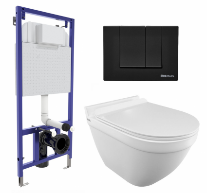 Комплект 3 в 1 инсталляция Berges Wasserhaus Novum 040245 + Унитаз подвесной Iddis Cloud CLORDSEi25 + кнопка черная