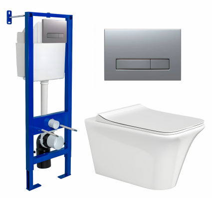 Berges Wasserhaus Комплект 3 в 1 инсталляция Berges Atom Line 410 + Унитаз подвесной CeruttiSpa Nivolet Aria 9034 + кнопка хром матовая