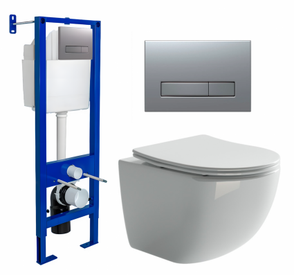 Berges Wasserhaus Комплект 3 в 1 инсталляция Berges Atom Line 410 + Унитаз подвесной Ceramica Nova Forma CN3009 + кнопка хром матовая