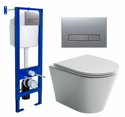 Berges Wasserhaus Комплект 3 в 1 инсталляция Berges Atom Line 410 + Унитаз подвесной Ceramica Nova Forma CN3011 + кнопка хром матовая