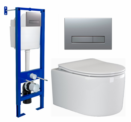 Berges Wasserhaus Комплект 3 в 1 инсталляция Berges Atom Line 410 + Унитаз подвесной Ceramica Nova Moments CN3003 + кнопка хром матовая