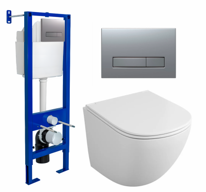Berges Wasserhaus Комплект 3 в 1 инсталляция Berges Atom Line 410 + Унитаз подвесной Owl 1975 Cirkel-H OWLT190302 + кнопка хром матовая
