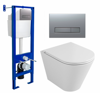 Berges Wasserhaus Комплект 3 в 1 инсталляция Berges Atom Line 410 + Унитаз подвесной Owl 1975 Ruta-H OWLT190304 + кнопка хром матовая