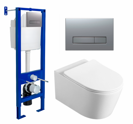 Berges Wasserhaus Комплект 3 в 1 инсталляция Berges Atom Line 410 + Унитаз Vincea Cute VT1-24 + кнопка хром матовая
