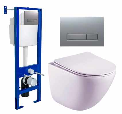 Berges Wasserhaus Комплект 3 в 1 инсталляция Berges Atom Line 410 + Унитаз подвесной Esbano Lotus ESUPLOTUW + кнопка хром матовая
