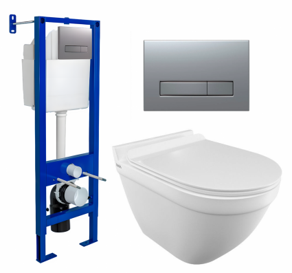 Berges Wasserhaus Комплект 3 в 1 инсталляция Berges Atom Line 410 + Унитаз подвесной Iddis Cloud CLORDSEi25 + кнопка хром матовая