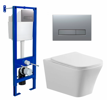 Berges Wasserhaus Комплект 3 в 1 инсталляция Berges Atom Line 410 + Унитаз подвесной Vincea Cool VT1-210 + кнопка хром матовая