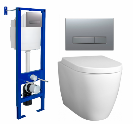 Berges Wasserhaus Комплект 3 в 1 инсталляция Berges Atom Line 410 + Унитаз подвесной BelBagno Marino + кнопка хром матовая