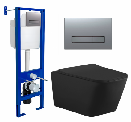 Berges Wasserhaus Комплект 3 в 1 инсталляция Berges Atom Line 410 + Унитаз подвесной Aquanet Tavr-W BW 287011 + кнопка хром матовая