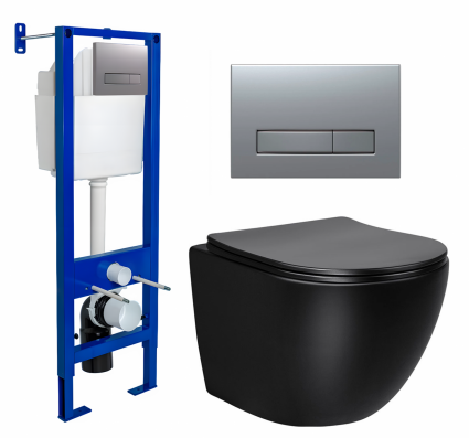 Berges Wasserhaus Комплект 3 в 1 инсталляция Berges Atom Line 410 + Унитаз Vincea Globo VT1-14SMB + кнопка хром матовая