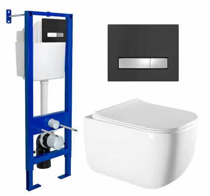 Berges Wasserhaus Комплект 3 в 1 инсталляция Berges Atom Line 410 + Унитаз подвесной Vincea Form VT1-35 + кнопка черная, хром
