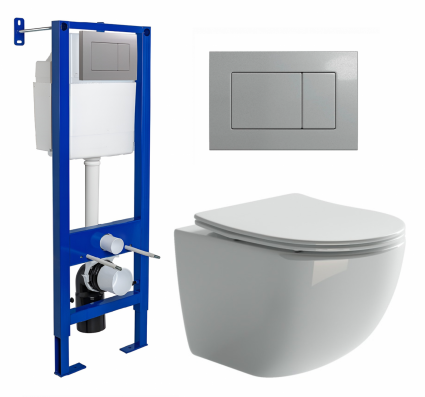 Berges Wasserhaus Комплект 3 в 1 инсталляция Berges Atom 410 + Унитаз подвесной Ceramica Nova Forma CN3009 + кнопка хром матовая