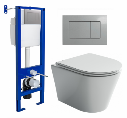 Berges Wasserhaus Комплект 3 в 1 инсталляция Berges Atom 410 + Унитаз подвесной Ceramica Nova Forma CN3011 + кнопка хром матовая