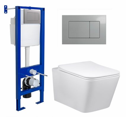 Berges Wasserhaus Комплект 3 в 1 инсталляция Berges Atom 410 + Унитаз Vincea Q-Line VT1-12 + кнопка хром матовая