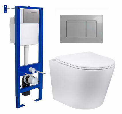 Berges Wasserhaus Комплект 3 в 1 инсталляция Berges Atom 410 + Унитаз Vincea Piatti VT1-11 + кнопка хром матовая
