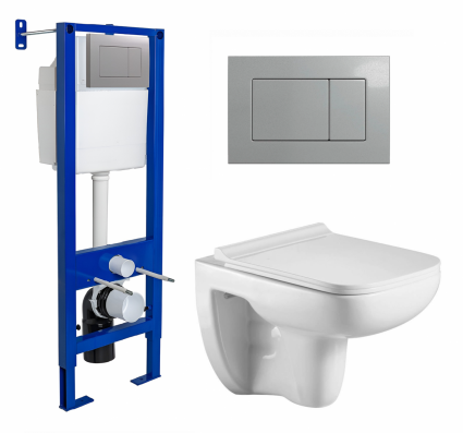 Berges Wasserhaus Комплект 3 в 1 инсталляция Berges Atom 410 + Подвесной унитаз WeltWasser Kehlbach 004 GL-WT + кнопка хром матовая