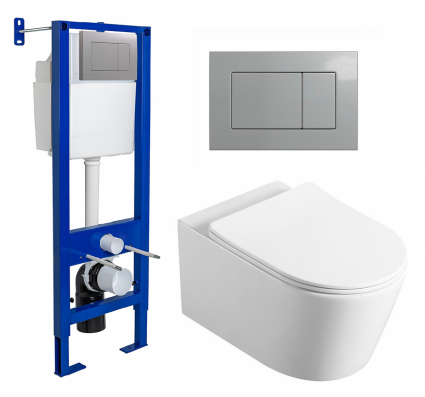 Berges Wasserhaus Комплект 3 в 1 инсталляция Berges Atom 410 + Унитаз Vincea Cute VT1-24 + кнопка хром матовая