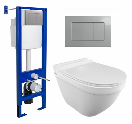 Berges Wasserhaus Комплект 3 в 1 инсталляция Berges Atom 410 + Унитаз подвесной Iddis Cloud CLORDSEi25 + кнопка хром матовая