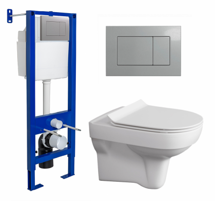 Berges Wasserhaus Комплект 3 в 1 инсталляция Berges Atom 410 + Унитаз подвесной Cersanit City + кнопка хром матовая