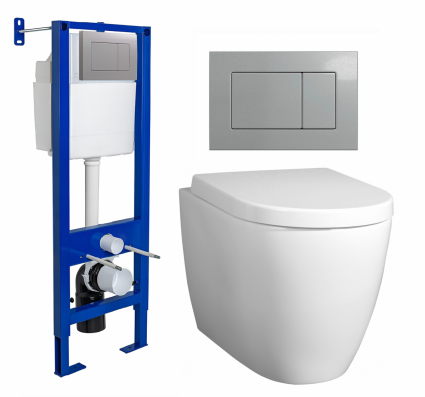 Berges Wasserhaus Комплект 3 в 1 инсталляция Berges Atom 410 + Унитаз подвесной BelBagno Marino + кнопка хром матовая