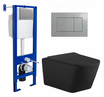 Berges Wasserhaus Комплект 3 в 1 инсталляция Berges Atom 410 + Унитаз подвесной Aquanet Tavr-W BW 287011 + кнопка хром матовая