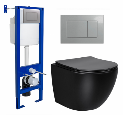 Berges Wasserhaus Комплект 3 в 1 инсталляция Berges Atom 410 + Унитаз Vincea Globo VT1-14SMB + кнопка хром матовая