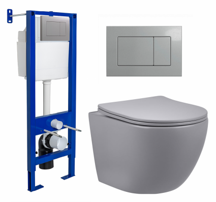 Berges Wasserhaus Комплект 3 в 1 инсталляция Berges Atom 410 + Унитаз подвесной Vincea Globo VT1-14SMG + кнопка хром матовая