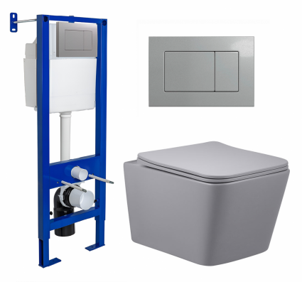 Berges Wasserhaus Комплект 3 в 1 инсталляция Berges Atom 410 +  Унитаз подвесной Vincea Q-Line VT1-12MG + кнопка хром матовая
