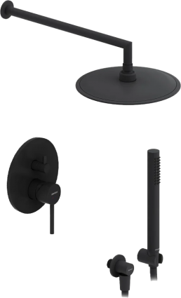 Душевой комплект Damixa Scandinavian Pure 936520300 С ВНУТРЕННЕЙ ЧАСТЬЮ, черный, шланг пластиковый 175 см, 1 режим