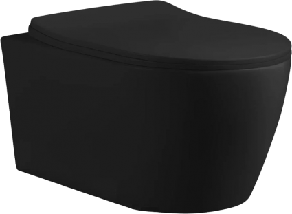 Унитаз подвесной Cerutti SPA Sella Aria MBF CT10016 безободковый, с микролифтом, матовый черный, 36.5x48.5 см
