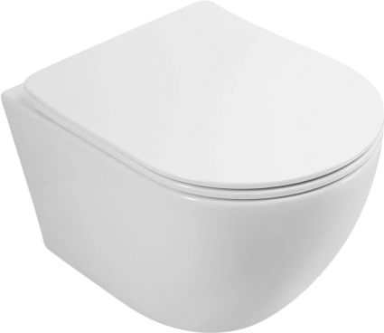 Унитаз подвесной Art&Max Sanremo AM026CHR/SC безободковый, с микролифтом, белый, 35.5x51.5 см