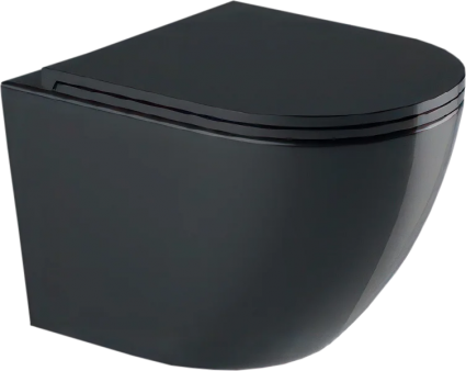 Унитаз подвесной Weltwasser WW Merzbach 043 GL-BL безободковый, с микролифтом, черный глянец, 37x49 см
