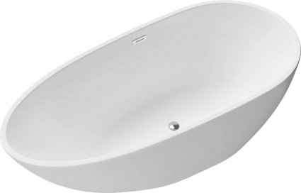 Акриловая ванна Grossman Fly GR-1102M 170x80 см, отдельностоящая, овальная, с каркасом, со сливом-переливом, матовая, объем 320 л., с антискользящим покрытием