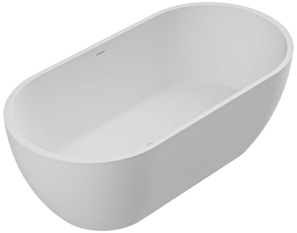 Ванна из искусственного камня Cezares Stylus Solid Surface 160x80 см, отдельностоящая, овальная, со сливом-переливом, с донным клапаном, матовая, объем 255 л., с антискользящим покрытием