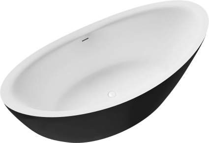 Акриловая ванна Grossman Galaxy GR-1402MB 180x85 см, отдельностоящая, овальная, с каркасом, со сливом-переливом, черная, матовая, объем 300 л., с антискользящим покрытием