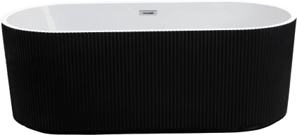 Акриловая ванна Esbano Tortuga 170x80 см, отдельностоящая, овальная, с ножками, со сливом-переливом, с донным клапаном, черная черная, объем 220 л.