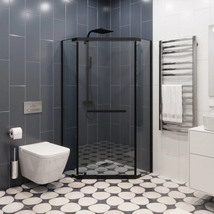 Душевой уголок Cerutti SPA Chika ZP101B 100x100, профиль черный, двери распашные, стекло прозрачное