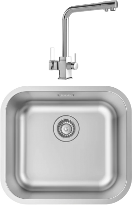 Комплект Мойка кухонная Iddis Mate + Смеситель MEGA Life MG-TK06 хром матовая, прямоугольная