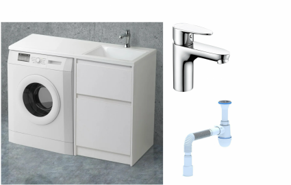 Комплект: Тумба с раковиной BelBagno Kraft -LVD 60 bianco opaco R, напольная + Смеситель Wasserkraft Leine 3503 для раковины, хром + Сифон АниПласт