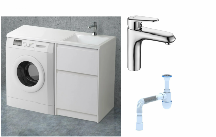 Комплект: Тумба с раковиной BelBagno Kraft -LVD 60 bianco opaco R, напольная + Смеситель Lemark Point LM0306C для раковины однорычажный, хром + Сифон АниПласт
