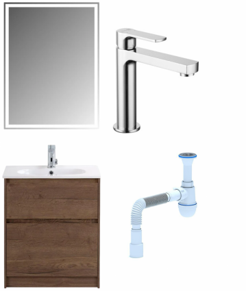 Комплект: Мебель для ванной BelBagno Kraft 60 + Смеситель Lemark plus Grace LM1537C для раковины, хром + Сифон АниПласт